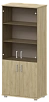 Офисный шкаф широкий высокий закрытый 4 двери (ЛДСП + стекло)