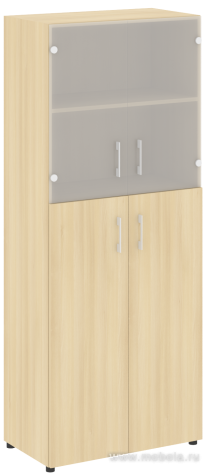 Офисный шкаф высокий комбинир. со стеклом