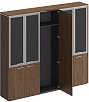 Офисный шкаф комбинированный (со стеклом + для одежды узкий + со стеклом)