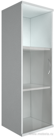 Офисный шкаф узкий средний со стеклом + полка), Л/Пр.