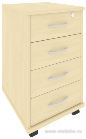 Подкатная офисная тумба с колёсиками и замком, 4 ящика