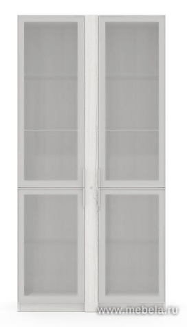 Офисный шкаф высокий со стеклом (полки стекло) с подсветкой