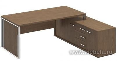 Стол руководителя на опорной тумбе правый/левый с декоративной вставкой