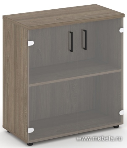 Офисный шкаф низкий широкий (2 низких фасада стекло, задняя стенка ЛДСП)
