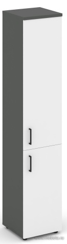 Офисный шкаф высокий узкий левый / правый (1 низкий фасад ЛДСП + 1 средний фасад ЛДСП)