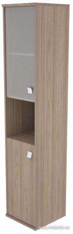 Офисный шкаф высокий узкий полузакрытый со стеклом(Л/Пр)