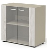 Офисный шкаф низкий  со стеклянными фасадами