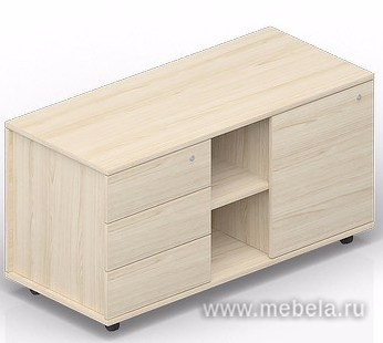 Тумба мобильная сервисная (3 секции, стандартные колёсные опоры, без ручек)