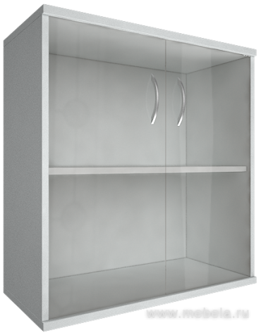 Офисный шкаф низкий широкий со стеклом