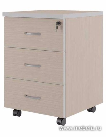 Мобильная офисная тумба с колёсиками и замком, 3 ящика