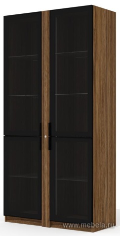 Офисный шкаф высокий со стеклом (полки стекло) с подсветкой