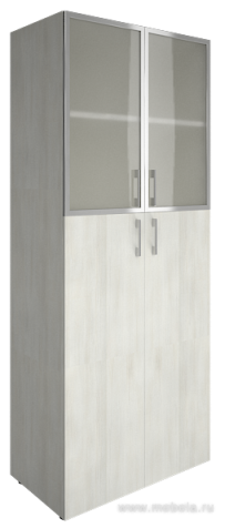 Офисный шкаф высокий комбинир. со стеклом в раме