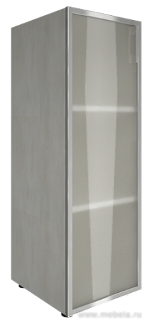 Офисный шкаф узкий закрытый со стеклом в раме Л/ПР