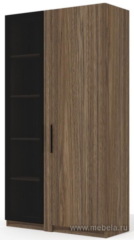 Офисный шкаф высокий со стеклом (полки ЛДСП) с гардеробом