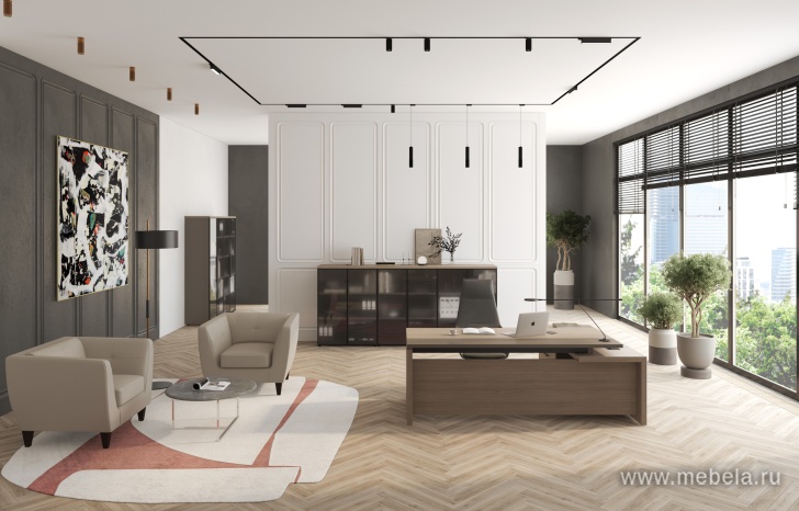 Офисный шкаф для документов со стеклянными дверями (стенка из 2 шкафов)