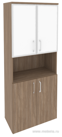 Офисный шкаф высокий широкий с белым стеклом в раме