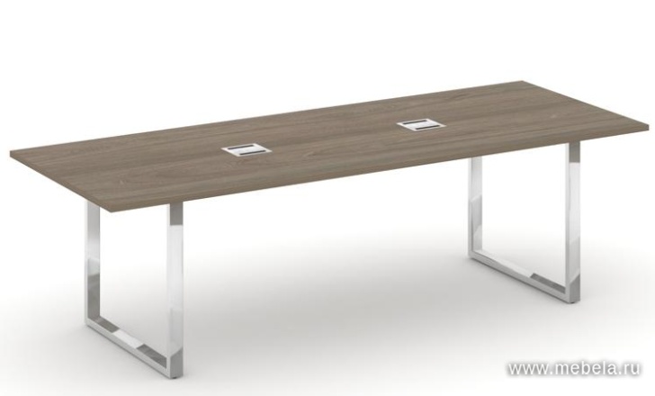 Стол переговорный на металлокаркасе на О-образных опорах (нерж.сталь) (с лючком)