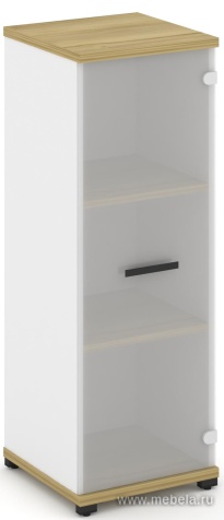 Офисный шкаф одна узкая секция, 3 ниши (фасад стекло белое матовое в раме, 3 ниши)