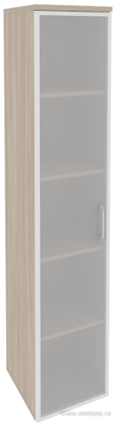 Офисный шкаф высокий узкий лев./прав. (1 высокий фасад стекло в раме)