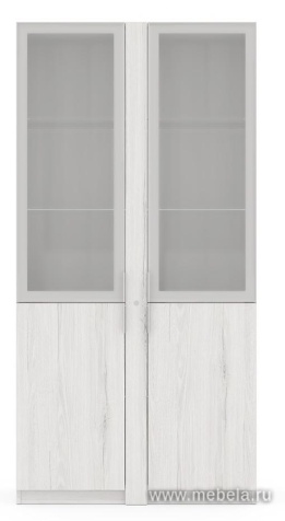 Офисный шкаф высокий комбинированный (полки стекло) с подсветкой