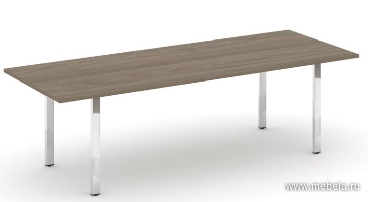 Стол переговорный на металлокаркасе на П-образных опорах (нерж.сталь)