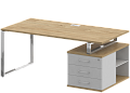 Стол руководителя на металлокаркасе с опорной тумбой (правый)
