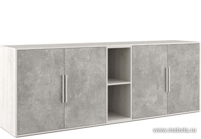 Офисный шкаф низкий 4 створки, с нишей