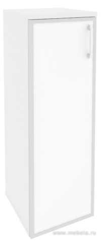 Офисный шкаф средний узкий белое стекло в раме (лев/прав) 