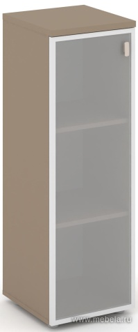 Офисный шкаф средний узкий левый (матовое стекло в раме)