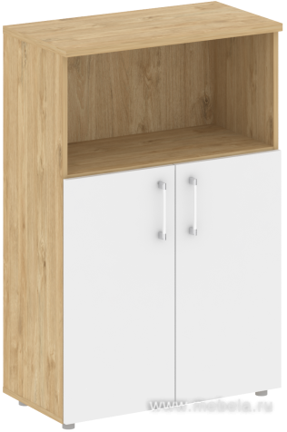 Офисный шкаф средний широкий (2 низких фасада ЛДСП)