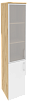 Офисный шкаф высокий узкий лев./прав. (1 низкий фасад ЛДСП + 1 средний фасад стекло в раме)