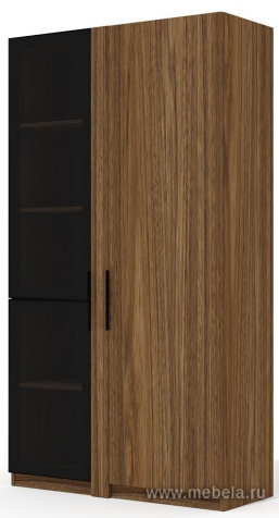 Офисный шкаф высокий со стеклом (полки ЛДСП) с гардеробом