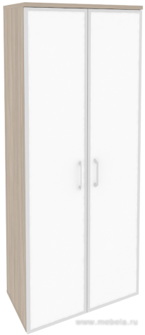 Офисный шкаф высокий широкий (2 высоких фасада белое стекло в раме)