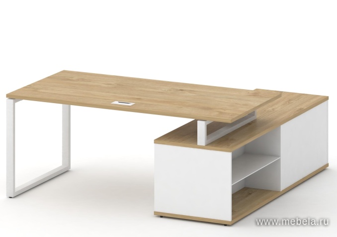 Стол руководителя на металлокаркасе с опорной греденцией (левый)