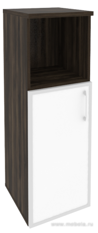 Офисный шкаф средний узкий белое стекло в раме (лев/прав) 