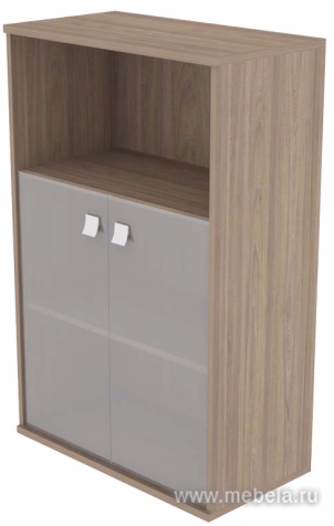Офисный шкаф средний полузакрытый со стеклом