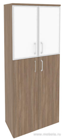 Офисный шкаф высокий широкий с белым стеклом в раме