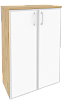 Офисный шкаф средний широкий с белым стеклом в раме