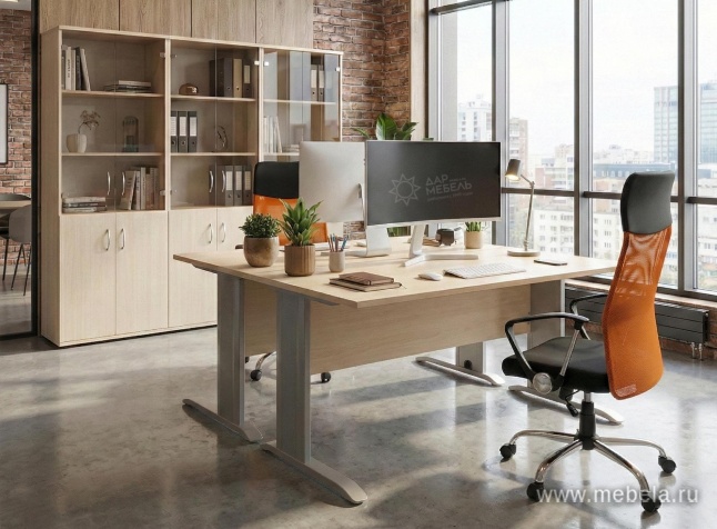 Офисный шкаф узкий средний со стеклом + полка), Л/Пр.