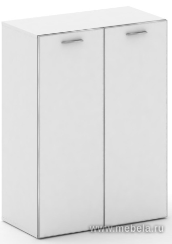 Офисный шкаф широкий средний с белым стеклом