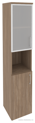 Офисный шкаф высокий узкий со стеклом в раме левый / правый