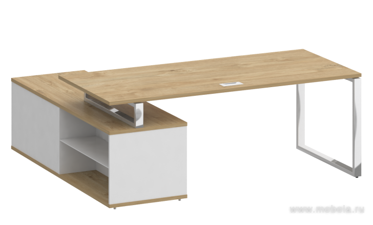 Стол руководителя на металлокаркасе с опорной греденцией (правый)