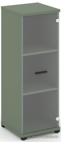 Офисный шкаф одна узкая секция, 3 ниши (фасад стекло прозрачное, 3 ниши)