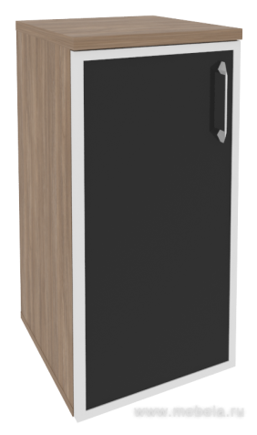 Офисный шкаф низкий узкий чёрное стекло в раме левый / правый