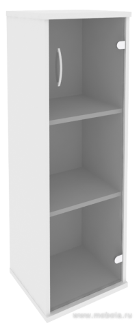 Офисный шкаф узкий средний со стеклом, Л/Пр.