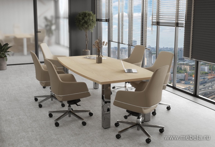 Стол для переговоров на металлических опорах нерж.сталь