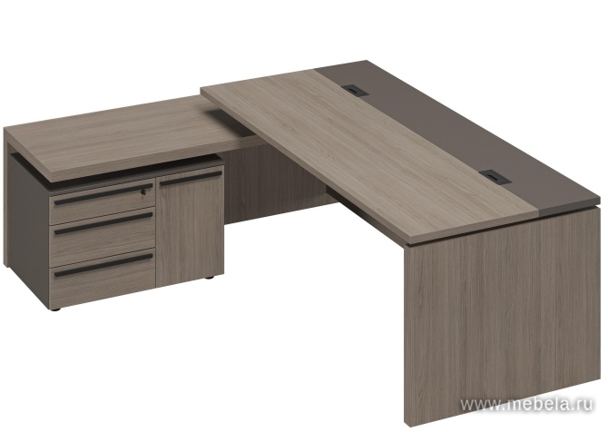 Стол руководителя с кабель-каналами с брифинг-приставкой боковой левый