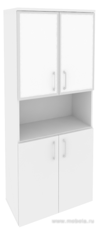 Офисный шкаф высокий широкий с белым стеклом в раме