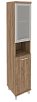 Офисный шкаф высокий узкий со стеклом в раме (левый)