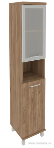 Офисный шкаф высокий узкий со стеклом в раме (левый)